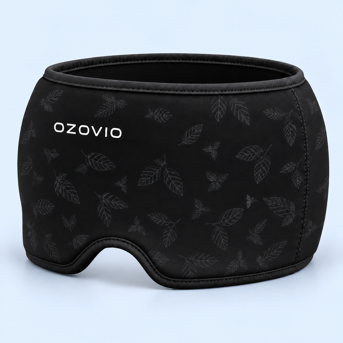 Masque anti-migraine OZOVIO en noir, avec l'imprimé feuilles ton sur ton